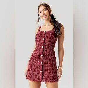 Francesca’s Red Tweed Mini Dress
